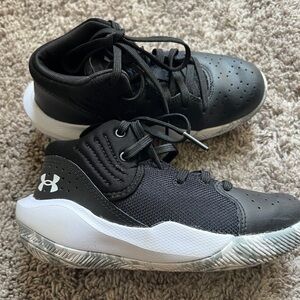 Under Armour Kids Black and White Mid-Top Basketball Sneakers